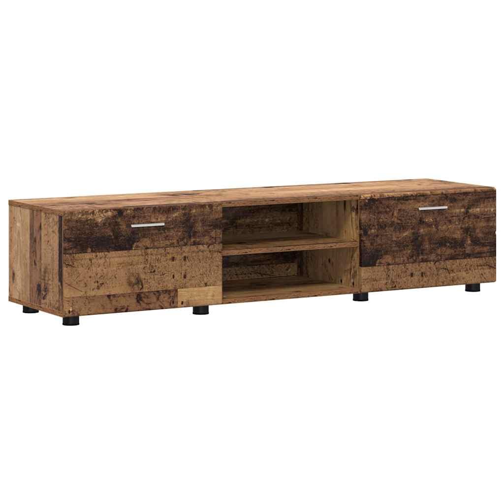 Florin - Set di 3 mobili per TV con cassetti, in legno anticato, per soggiorno, scaffale basso, portaoggetti moderno per la famiglia