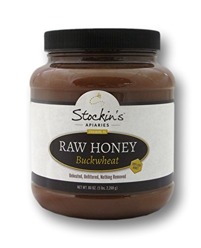 Stockin's Unheated and Unfiltered Raw Buckwheat Honey, 5 Lb. Container (Pack of 4)