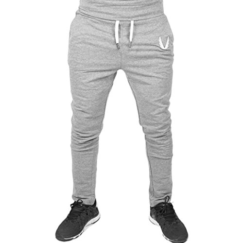 Hombre Pantalón Ropa Deportiva para Hombres Pantalones de Gimnasia elásticos Ocasionales del Ejercicio de la Aptitud Que Entrena el Funcionamiento Xinan (M, ??Gris)