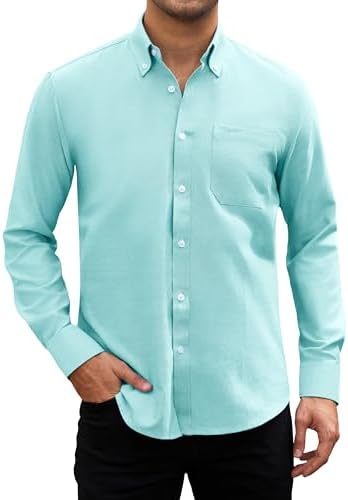HISDERN Camisa para Hombre Casual Formales Clásico con Botones Ca...