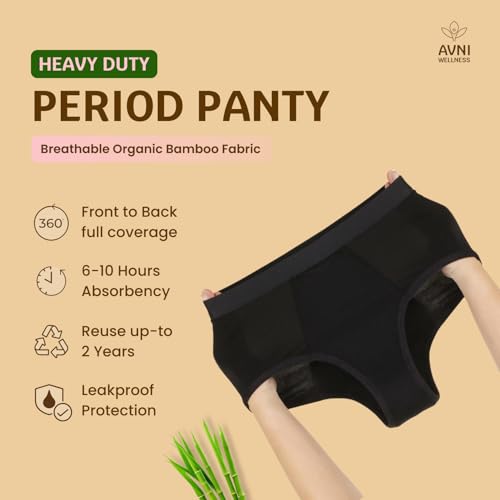 Image of Avni - Washable Period Panty | Pack of 1 | Breathable Bamboo Fabric | Medium to Heavy Flow | Protection up to 10 hrs | No Leaks, No Stains | High Waist Underwear for Women | Reusable for 2 yrs