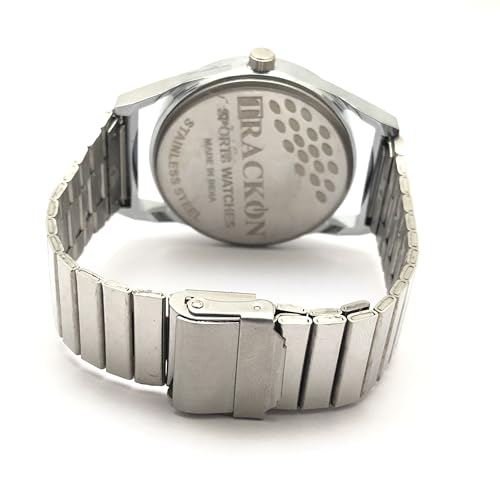 Image of C1419 Trackton Black Watch Modern & Chrome Finsh Stylish Digital Anlog Wrist Watch with Chain for Men & Boy