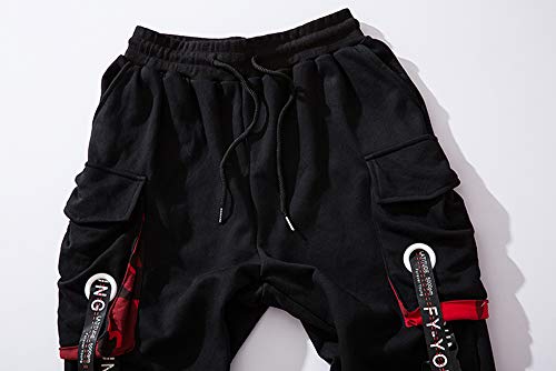 Hello Mrlin Men's Jogger Pants Punk Cargo Baggy Techwear Hip Hop Harem Pants Streetwear Tactical Track Pants Black #TOP4