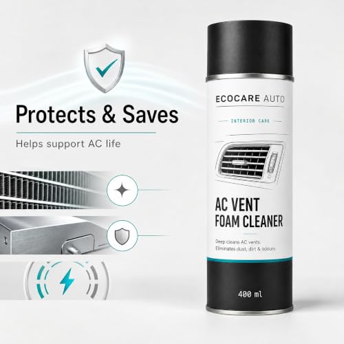 Image of EcoCare Car AC Vent & Duct Cleaner | 400ML Foam Cleaning Spray for Car Air Conditioner | Freshens & Cleans Dust Build-Up | Fast No-Rinse Formula (PREMIUM AC VENT 400ML)