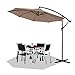 Produktbild HENGMEI ALU Sonnenschirm Gartenschirm Ampelschirm Strandschirm Kurbelschirm Neigbar Marktschirm Terrassenschirm mit UV Schutz 40+ für Balkon, Garten, Tarasse (Ø300 cm, Khaki)