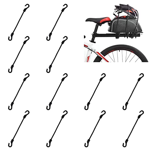 MOROBOR 8 Inch Bungee Cords with Hooks,Small Bungee Cords Black Bungee Straps Elastic Bungee Ties for Outdoor Tarp Covers Canvas Canopies Motorcycle Accessories