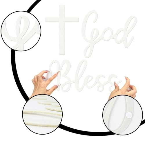 MASTRON God Bless Cross Sign for Backdrop - Felt Cross God Bless Baptism Party Backdrop for Boys Girls Baby Shower First Communion Confirmation Bautizo Decorations - White by MASTRON - Image 7