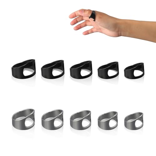 panthra 10 PCS Bottle Opener Ring for Men, Stainless Steel Ring Bottle Opener for Men, 5 Mixing Size, Bartender Tools/Party Favors (Black + Silver)
