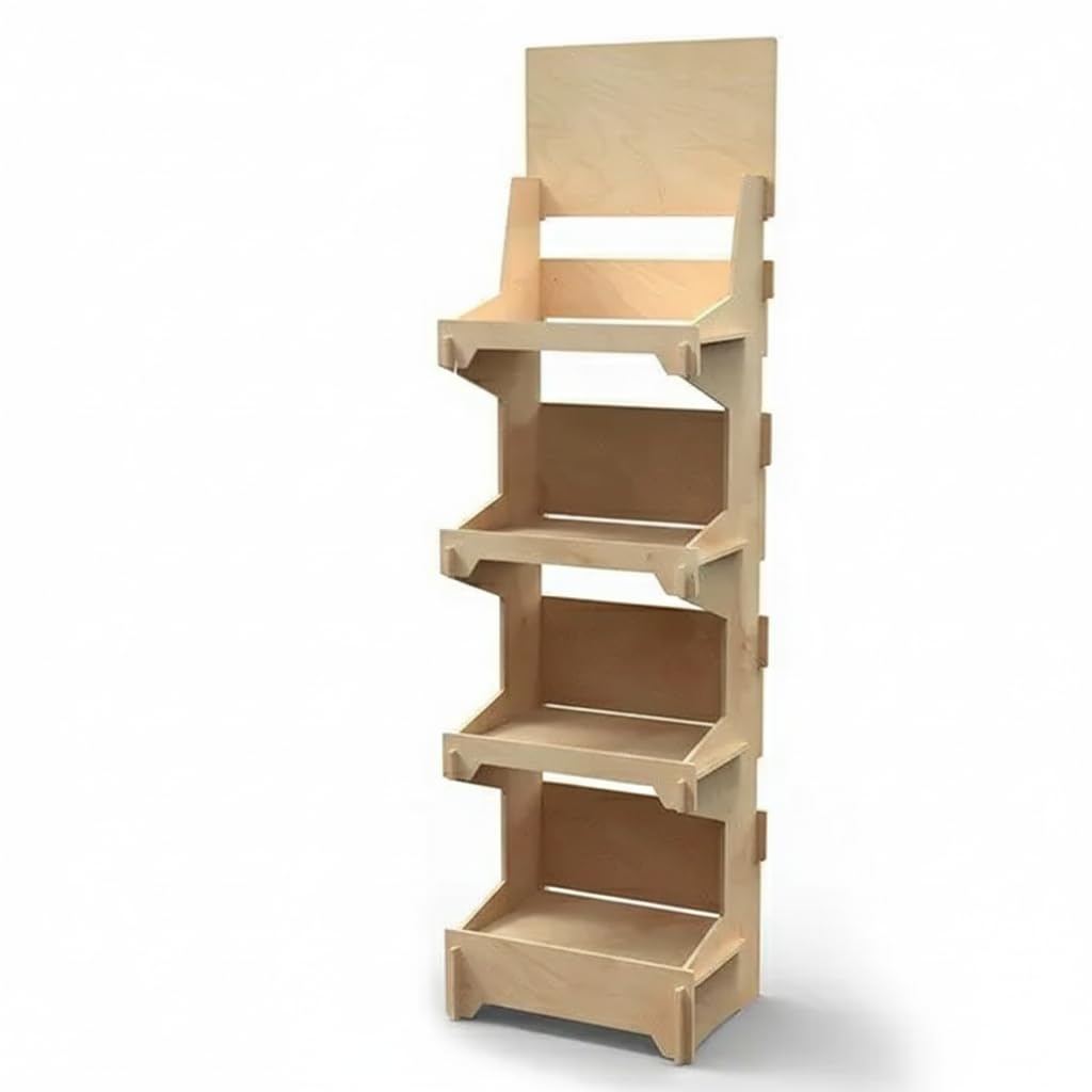 Virgo 4 Espositore in Legno, Scaffale da Terra a 4 Ripiani, 171x48x36 cm, Ideale per Negozi