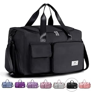 FIORETTO Womens Mens Sports Gym Bag Duffle Bag with Shoes Compartment, Weekend Travel Bag Overnight Bag for Women…