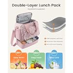 LOVEVOOK Insulated Lunch Bags for Women, Double Deck Pink Lunch Box - Image 4