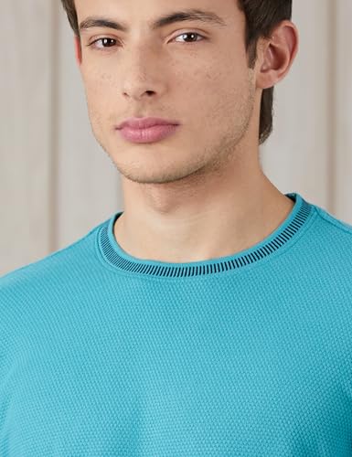Image of Amazon Brand - Symbol Men's Cotton Rich Relaxed Fit Textured Knit Tshirt | Popcorn Knit Solid Tshirts | Half Sleeves | Textured Knit (Available in Plus Size)