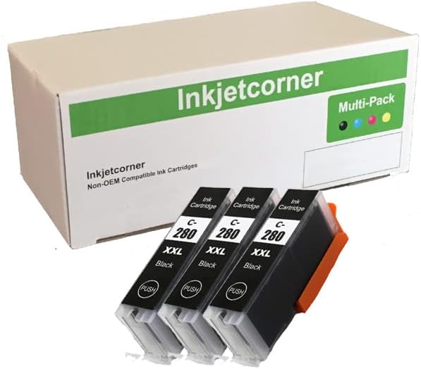Inkjetcorner Cartucho de tinta de repuesto compatible para PGI-280XXL PGBK para uso con TR8622 TR8620A TR8620 TR8520 TS6320 TS8320 TR7520 TS702