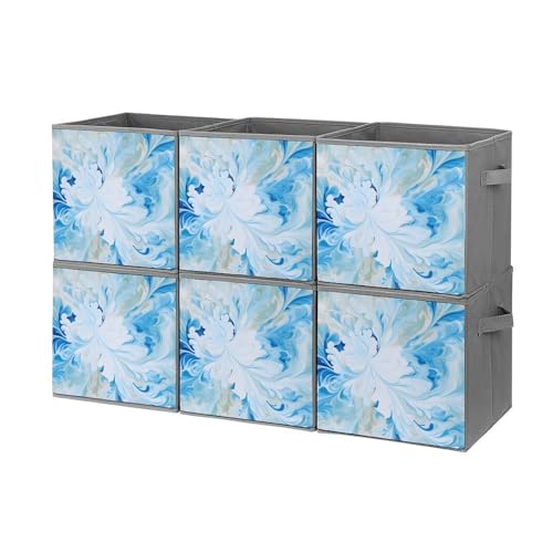 Boîtes de rangement bleues et blanches pliables pour optimiser vos étagères - 2