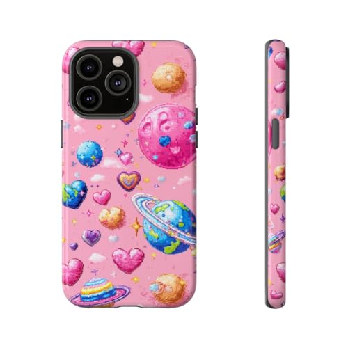Coque iPhone 14 Pro Max brillante pixel art cœurs protection antichoc
