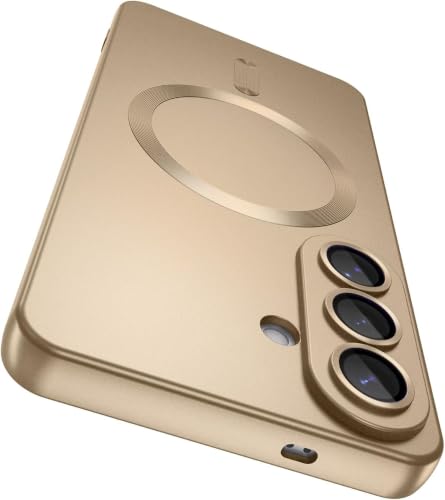 Image of DIZORO Compatible with Samsung S26 Case, Compatible with Mag Safe, Matte Luxury Metallic Luster Flexible TPU Wireless Charging Shockproof Case with Camera Protector Desert