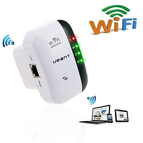 URANT 300M WiFi Extender, Wireless Repeater Booster High Gain Range Extender Hotspot Powerline Adapter with Ethernet Port Wall Plug Mini Router AP/Repeater Mode-2.4GHz
