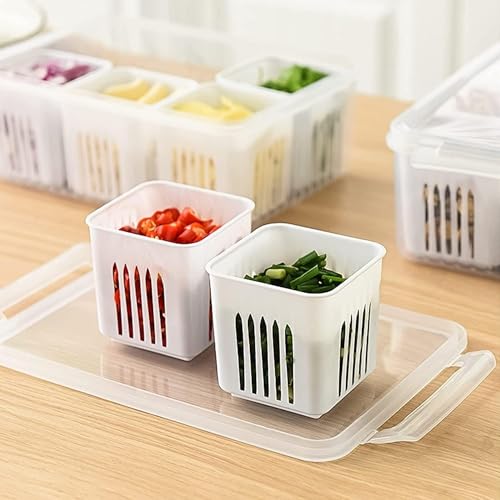 Image of Shuttle Art 6 in 1 Fridge Storage Boxes Freezer Storage Containers, Kitchen Storage Set, Vegetable Storage, Draining Crisper Refrigerator Food Box, Container for Kitchen Storage