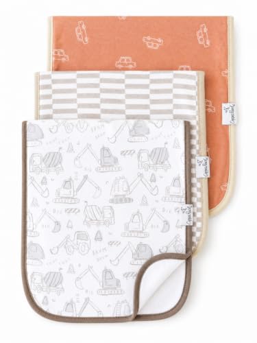 Image of Copper Pearl Premium Baby Burp Cloths - 3-Pack Large Cotton Burp Cloths, Extra Soft Spit Up Rags with 3 Absorbent Layers, Perfect for Baby Boy and Baby Girl Gifts (21 inch x 10 inch Size, Gage Set)