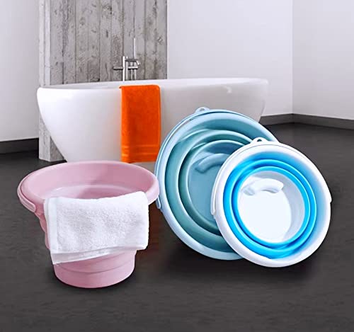 Faltbarer Eimer, Mehrzweck für Strand, Campingausrüstung, Strandpart，Faltbarer Silikon Eimer 5L，Angelzubehör Klappeimer (Rosa)