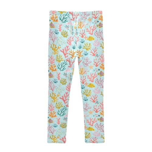 senya Girls Printed Leggings Yoga Pants Cute Colorful Coral Pattern for Kids in 4t to 10 Years, 4T2