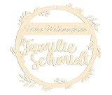 Türanhänger Türkranz Weihnachten personalisiert Premium Gravur - ab 20 cm Durchmesser - Hängedeko Türschild Hausdeko - Türhänger Holz Plexiglas