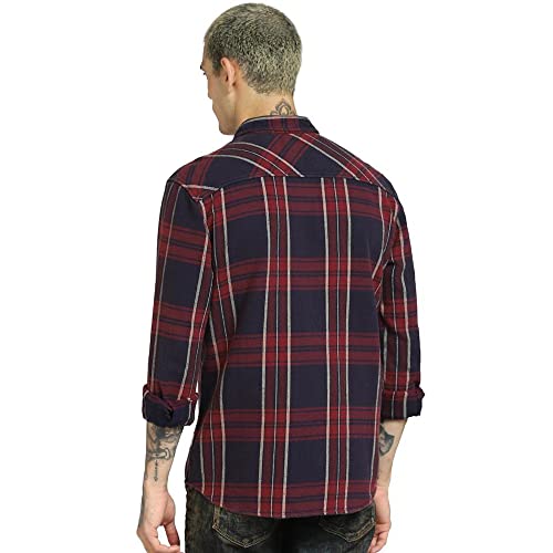 Image of JACK & JONES Checks Cotton Regular Fit Casual Mens Shirt