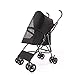 Poussette pour Chien Fauteuil Roulant pour Chat Poussette Buggy Chariot pour Chien pour Animal Domestique Poussette BB Pliante 4 Roues Avant pour Animaux De Compagnie Moins de 10 kg (Color : Black)