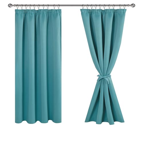 JIUZHEN Rideaux Occultants Galon Fronceur pour Rail Lot de 2 Rideau Isolant Thermique Anti UV Double Rideaux Decoration Bloquer Lumiere pour Salon Chambre...