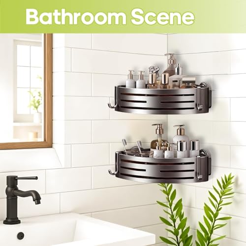 Corner-Shower-Caddy-Suction-CupShower-Shelves-with-HooksNo-Drilling-Powerful-Suction-Bathroom-Organizers-and-StorageRemovable-Waterproof-Rustproof-Shower-Bathroom-Accessories-DecorGrey-1Pack
