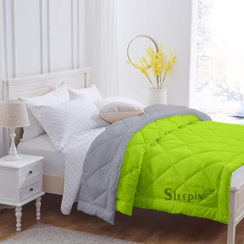 Image of 600 GSM Heavy Winter King Size Comforter | Microfiber, Breathable, Reversible,Soft, Lightweight & Machine Washable Comforter for King Size 92x106 Inch - GreenSilver