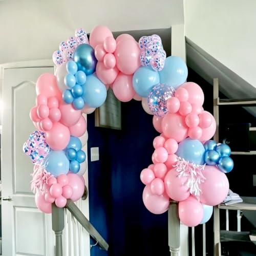 Image of Lukiituke Pink and Blue Balloons, 12in Gender Reveal Latex Balloons 57Pcs