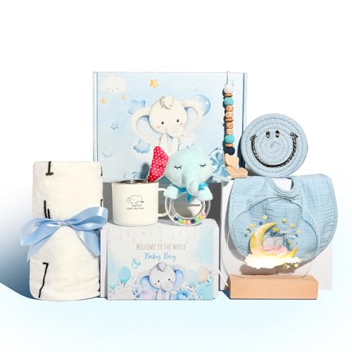 Newborn Gift Basket - Baby Boy and Baby Girl Gift Set Birthday Gift Set Get Well Soon Gift Set Including 10pcs baby Gifts Perfect for Pregnant Women Expecting Mothers and Friends (Blue)
