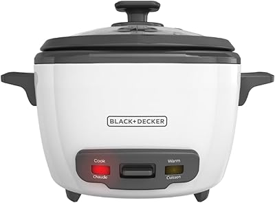 BLACK+DECKER 16-Cup Rice Cooker, 8-Cup Uncooked Rice, Steaming Basket, Removable Non-Stick Bowl, One Touch, Keep Warm