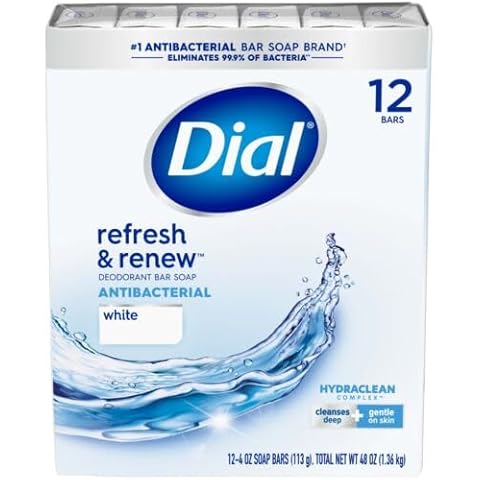 Dial Antibacterial Deodorant Bar Soap, 4 oz bars, White, Pack of 12 Cover