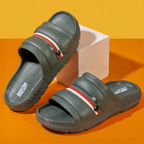 Image of DOCTOR EXTRA SOFT Men's Classic Ultra Soft Sliders /Slippers with Cushion FootBed for Adult | Comfortable & Light Weight | Stylish & Anti-Skid | Waterproof & Everyday Flip Flops for Gents /Boys D-527