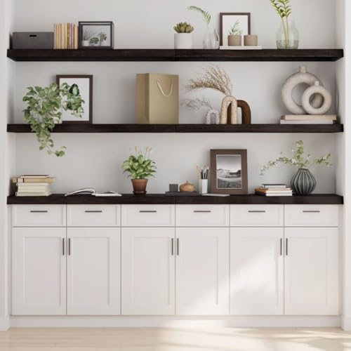 LLEZKBR Furniture Select-Estante de pared marrón oscuro, 220 x 30 x (2-6) cm, roble macizo tratado