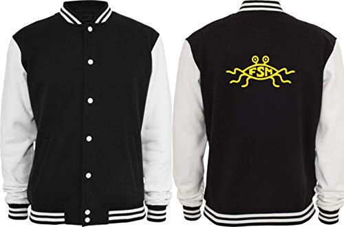 Chaqueta College FSM del Monstruo de Espagueti Volador cazadora universitaria estilo retro geek