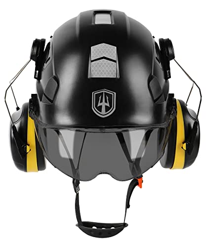 【Kit Casco 3 in 1】: Casco di protezione con visiera e protezione uditiva integrata, per una sicurezza completa sopra il collo. Dotato di protezioni acustiche regolabili che offrono una riduzione del rumore fino a 32 dB. Visiera trasparente facile da aprire per una buona visibilità e protezione dallo sporco.