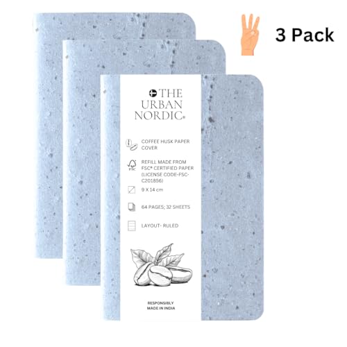 Image of 3 Pack I Pocket Jotter With Coffee Husk Paper Cover I 192 Bleed-Resistant FSC Certified Ruled Pages I Aesthetic Minimalistic Diary Book For Daily Use