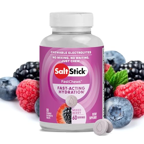 SaltStick Electrolyte FastChews - 120 Count Mixed Berry Chewable Tablets - Salt Tablets for Running and Hydration Electrolyte Chews
