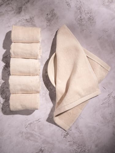 Image of DAMENSCH 100% Cotton Face Towel, Super Soft Gym for Workout, Ultra Absorbent Towel for Women, Quick Dry, Long Lasting Colours Face Towel Set-Serene Beige III