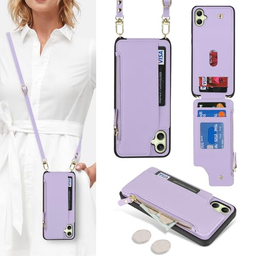 Étui portefeuille en cuir pour Samsung Galaxy A05 housse de protection raffinée violette femme