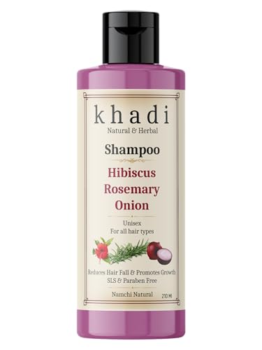 Image of KHADI Hibiscus, Rosemary & Onion Shampoo | Reduces Hair Fall & Promotes Growth | For Women & Men | Sulfate, SLS & Paraben Free 210 ml