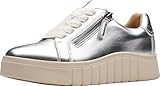 Clarks Women’s Mykah Joy Platform Fashion Sneaker, Silver Leather, 7.5