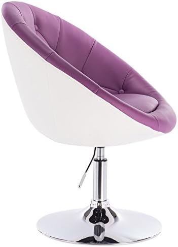 WOLTU Bar Stool Violet+White Bar Chair Breakfast Dining Stool for Kitchen Dressing Stool Counter Stool with Back Faux Leather Exterior, Adjustable Swivel Gas Lift, Steel Base