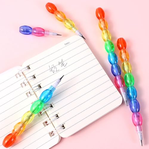 Acfun 12 lápices apilables de plástico coloridos miniatura 4