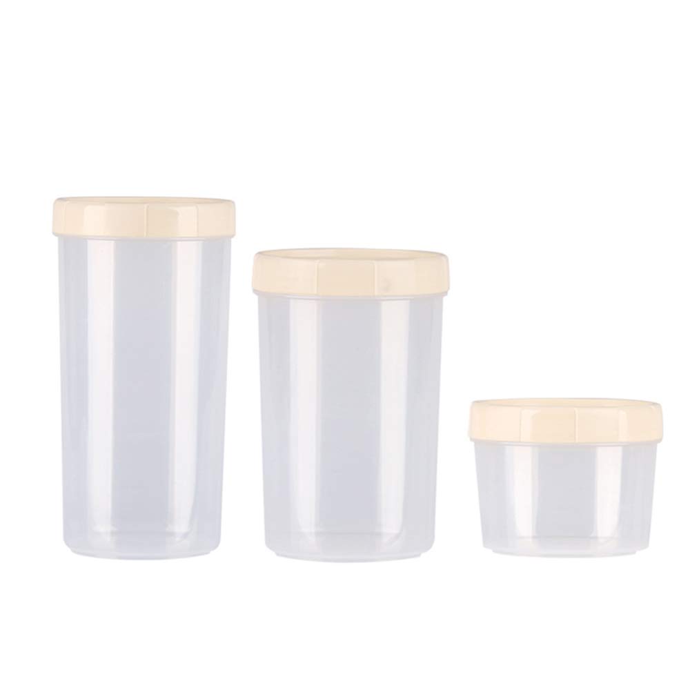 Contenitori Alimentari, Impilabile Contenitori Pasta, Plastica Coperchio Senza BPA, per Spaghetti, Cereali, Farina, Beige