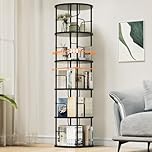 OCTORO 5 Tier Rotating Bookshelf, 360° Corner Bookshelf Tower, Round Revolving Bookcase with Adjustable Levels, Spinning Book Shelf for Home Office, Bedroom, Living Room, 45 x 45 x 160cm, Black