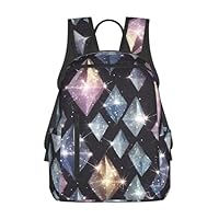 Bkdogkt Glitter Diamond Crystal Pattern Print Casual Backpack Foldable Travel Daypack Packable Waterproof Compact Bag Men Women